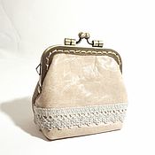 Сумки и аксессуары handmade. Livemaster - original item Coin holders:vintage coin box, mini purse with lace. Handmade.