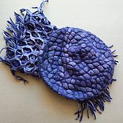 Аксессуары handmade. Livemaster - original item Set of purple large beret hat and scarf snood felted spring 2024. Handmade.