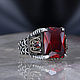 Перстень из серебра с красным кубическим цирконием ручной работы в сти, Перстень, Стамбул,  Фото №1