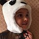 Детская мутоновая шапка - панда белая. Шапки детские. Стильные шубы для детей и взрослых. Интернет-магазин Ярмарка Мастеров.  Фото №2