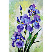 Картины и панно handmade. Livemaster - original item Painting Irises Oil Canvas 20 X 30 Spring Flowers. Handmade.