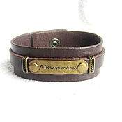 Украшения handmade. Livemaster - original item Mens leather bracelet engraved. Handmade.