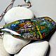 Sunny landscape-large pendant with author's painting on stone. Pendant. lacquer miniature. My Livemaster. Фото №4