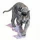 Panther Watercolor Painting 18h25 cm Wild Black Cat, Pictures, St. Petersburg,  Фото №1