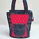 Заказать Джинсовая сумка-Тоут "Алый акцент". Jeans bags by Anna. Ярмарка Мастеров. . Классическая сумка Фото №3