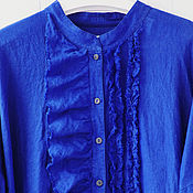 Одежда handmade. Livemaster - original item Blue boho blouse with ruffles. Handmade.