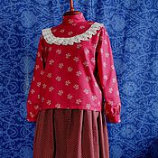 Льняное платье с вышивкой"Полянка"