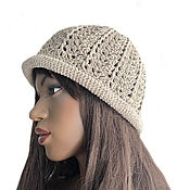 Аксессуары handmade. Livemaster - original item Summer knitted linen hat Edem. Handmade.