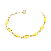 Украшения handmade. Livemaster - original item Gold-plated silver bracelet with white amber 