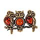 Owls Brooch-pin 3 Owls on a branch of amber brass. Brooches. BalticAmberJewelryRu Tatyana. Online shopping on My Livemaster.  Фото №2