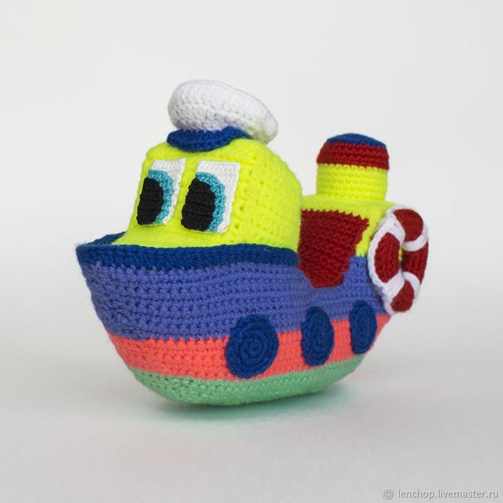 Кораблик Маленький капитан. Вязаная мягкая игрушка. Яркий подарок ...