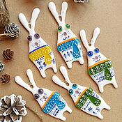 Сувениры и подарки handmade. Livemaster - original item Year of the Rabbit: souvenirs made of glass, interior decoration or Christmas tree Bunnies. Handmade.