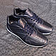 Sneakers made of python leather and genuine leather, in dark blue color, Sneakers, St. Petersburg,  Фото №1