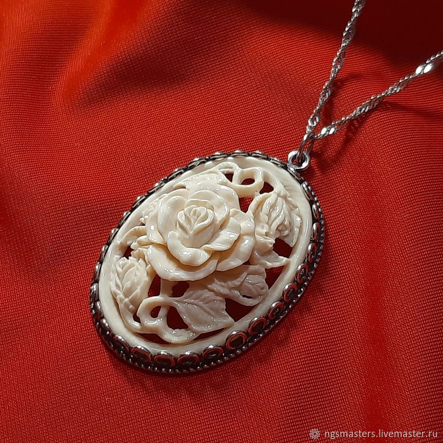 Rose - carved pendant on a silver chain, Pendants, Ekaterinburg,  Фото №1