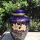 White lilies porcelain vase, cobalt, gilt, Germany, Vintage vases, Arnhem,  Фото №1