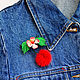 Cherry red Brooch made of mink fur and leather. Brooches. flowersstyle (flowersstyle). My Livemaster. Фото №4