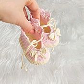 Пинетки носочки вязаные для новорожденного на выписку в подарок