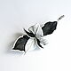 Men's brooch pin buttonhole flower leather black-and-white, Stick pin, Moscow,  Фото №1
