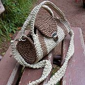 Сумки и аксессуары handmade. Livemaster - original item Crossbody bag: Bag knitted from polyester cord mocha pistachio. Handmade.