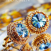 Украшения handmade. Livemaster - original item Cufflinks: Renata. color: Aquamarine in gold. Blue cufflinks.. Handmade.
