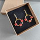Russian beaded Hoop Earrings, Gold Slavic earrings with Coral. Congo earrings. Nibelung Design Beadwork. My Livemaster. Фото №5