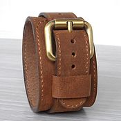 Украшения handmade. Livemaster - original item Wide Brown Leather Wristband, Wide Leather Cuff.. Handmade.