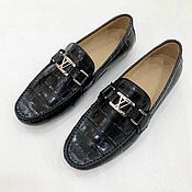 Обувь ручной работы handmade. Livemaster - original item Men`s moccasins made of genuine crocodile leather, black color.. Handmade.