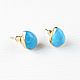 Turquoise gold earrings, earrings with natural turquoise carnations. Stud earrings. Irina Moro. My Livemaster. Фото №4