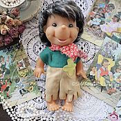 Винтаж: Half doll антикварная игольница «Дама с веером». Фарфор, Германия