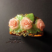 Украшения handmade. Livemaster - original item Decoration bracelet with Roses from polymer clay pink. Handmade.