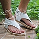 Mens sandals in white smooth leather. All sizes are available to order.
