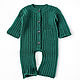 Order Children's knitted jumpsuit, 52-56 cm. dark green. babyshop. Livemaster. . Gift for newborn Фото №3