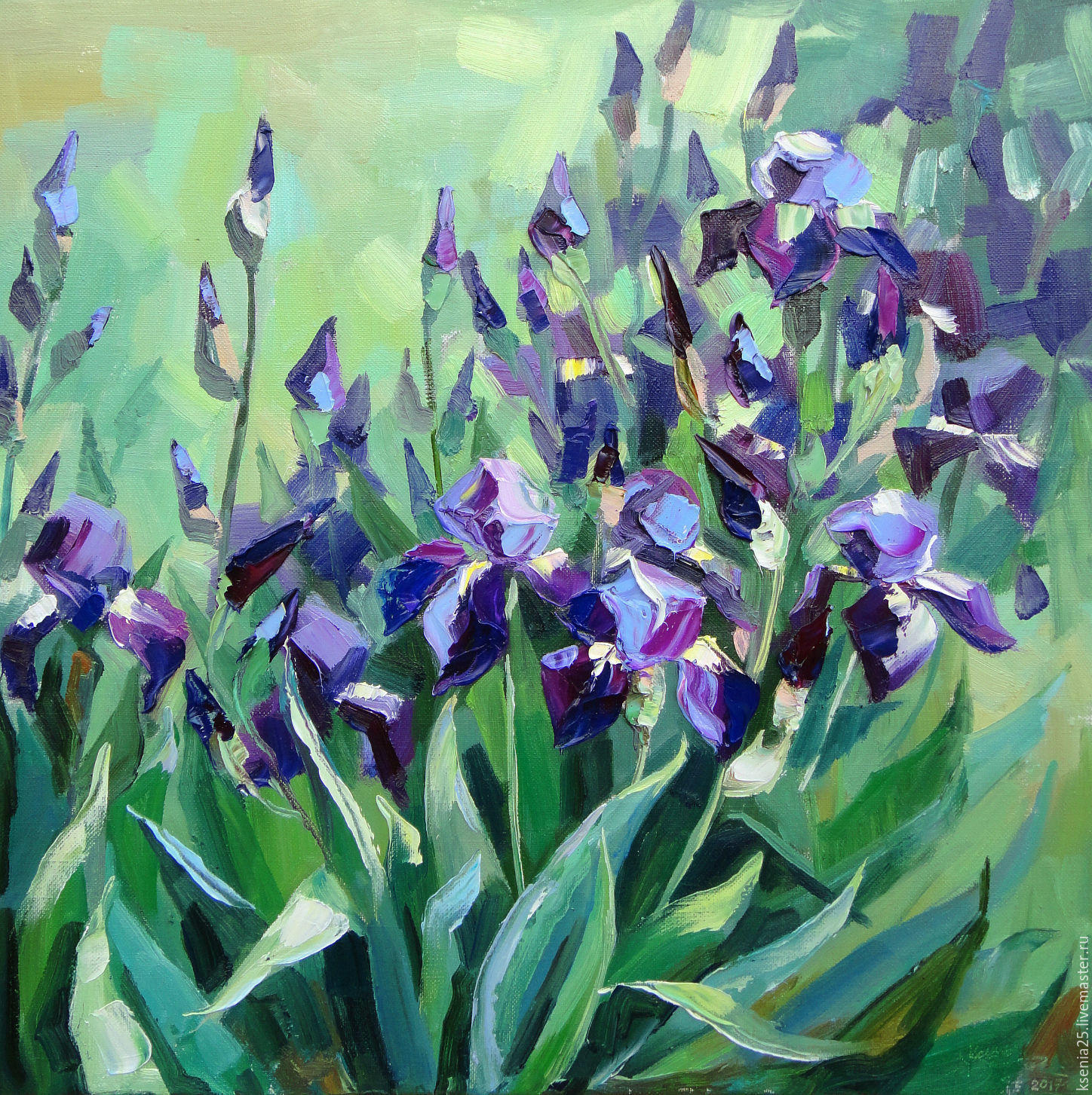 Oil painting Irises freshness – купить на Ярмарке Мастеров – CJXANCOM ...