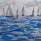 Картины и панно handmade. Livemaster - original item Yachts silver-painting with the sea. Handmade.