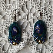Украшения handmade. Livemaster - original item Peacock Feather earrings, peacock, green, Blue, gold. Handmade.