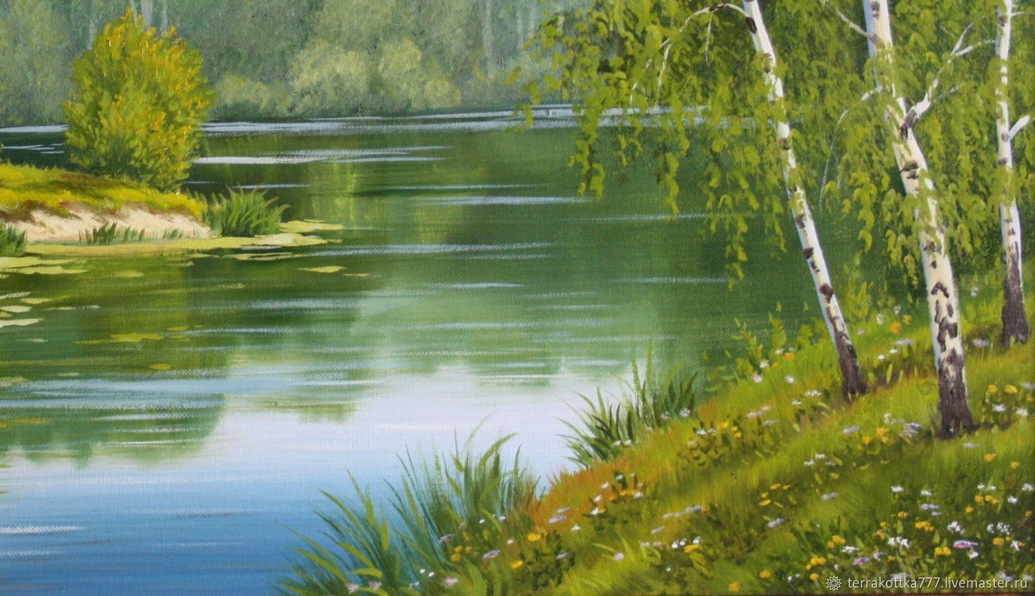 Рисунок леса реки. Пейзаж с рекой живопись. Картины маслом пейзажи с речкой. Лесные речки живопись.
