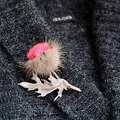 Украшения handmade. Livemaster - original item Brooch flower Thistle ruffled mink fur and leather. Handmade.