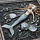 3D Painting 'Red mermaid' made of black genuine leather. Pictures. NEW&W. Ярмарка Мастеров.  Фото №6