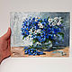 Order Forget-me-in-vase oil Painting in frame. Vladyart. Livemaster. . Pictures Фото №3