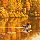 Пейзаж маслом: Рыбалка осенью на озере