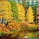 Картина из бисера "Осенняя река" вышивка, Картины, Обнинск,  Фото №1