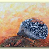 Картины и панно handmade. Livemaster - original item Painting with a hedgehog Autumn landscape Paintings in the nursery. Handmade.