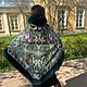 Заказать Павловопосадский платок Золотое сердце зеленый с мехом песца. Ульяна Смирнова. Ярмарка Мастеров. . Пончо Фото №3