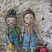 Куклы и игрушки handmade. Livemaster - original item A set of Christmas tree toys made of papier mache. Sasha, Masha and Slonyasha.. Handmade.
