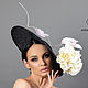 Черная дизайнерская шляпка для скачек с цветком "Харди", Шляпы, Санкт-Петербург,  Фото №1