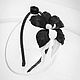 Bezel leather Orchid. black - and- white classics. Decoration for hair, Headband, Bobruisk,  Фото №1