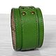 Grass Green Leather Cuff, Green Leather Band. Hard bracelet. Made In Rainbow. Интернет-магазин Ярмарка Мастеров.  Фото №2