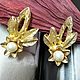 Винтаж: Клипсы цветы. Жемчуг. Серьги винтажные. Vintage&Shine. Ярмарка Мастеров.  Фото №5