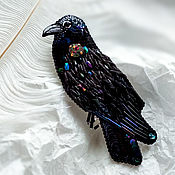 Украшения handmade. Livemaster - original item Brooch Raven black Raven brooch Swarovski brooch bird black brooch feather. Handmade.