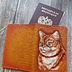 Обложка для паспорта "Рыжий кот". Обложка на паспорт. Alla LeatherworkS. Интернет-магазин Ярмарка Мастеров.  Фото №2